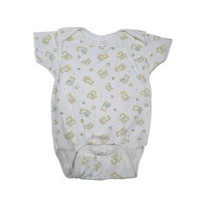 Vintage 90s Simply Baby Teddy Bear Print Bodysuit Newborn Cotton